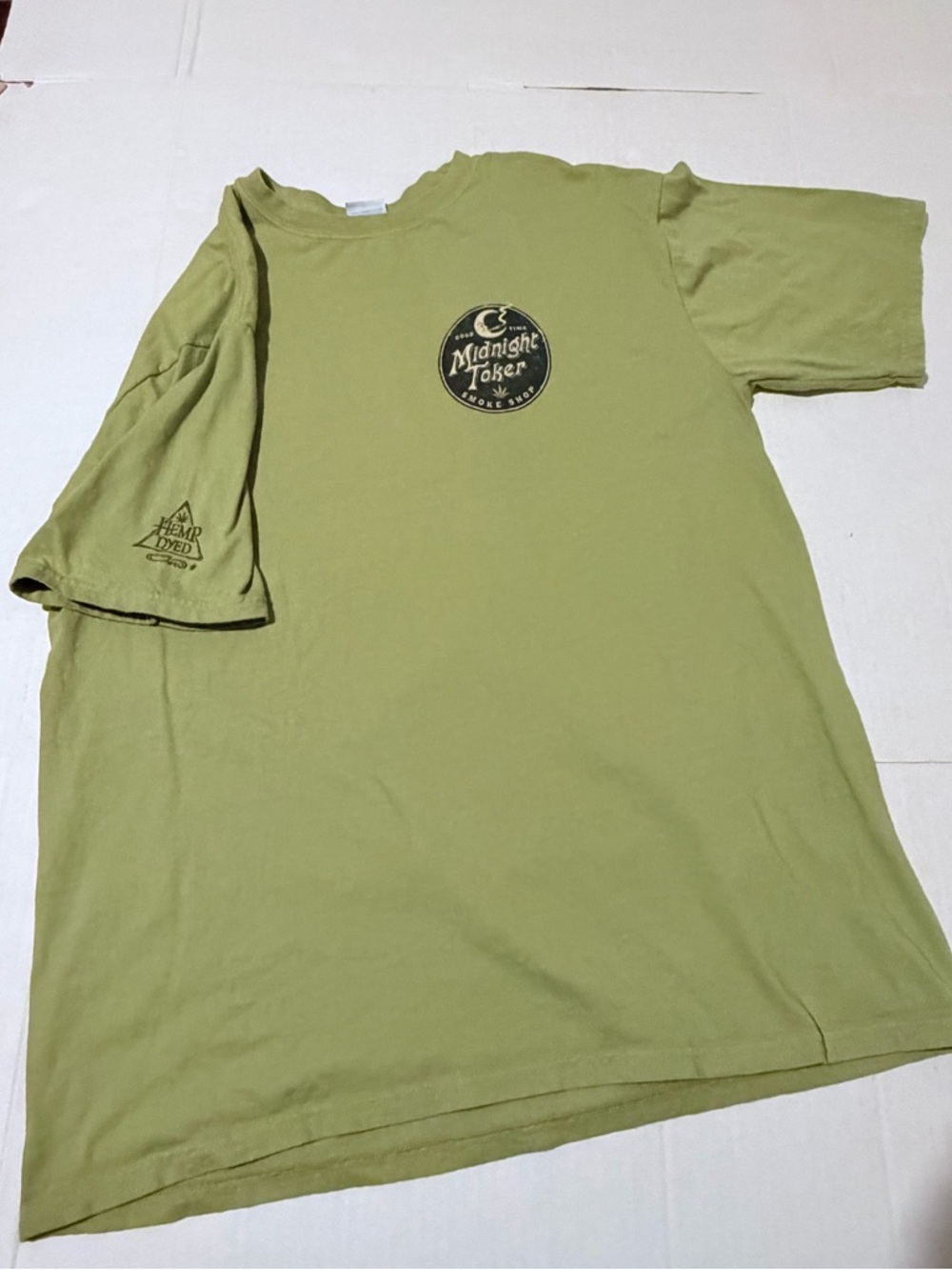 Midnight Toker Smokeshop Olive Green Graphic T-Shirt Short Sleeve Size L